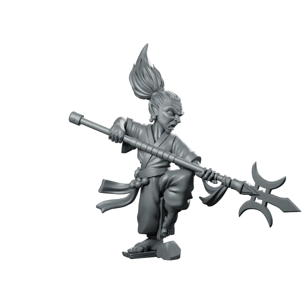 Disciple Stance Miniature Fantasy Spear Monk Warrior Miniature 360 Spin 01