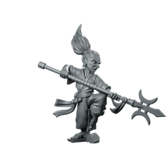 Disciple Stance Miniature Fantasy Spear Monk Warrior Miniature 360 Spin 01