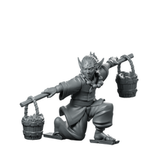 Disciple Training Miniature Fantasy Monk Bucket Carrier Miniature 360 Spin 01