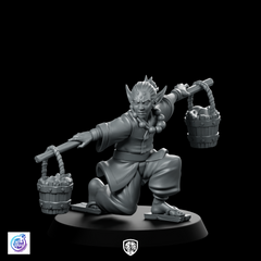 Disciple Training Miniature Fantasy Monk Bucket Carrier