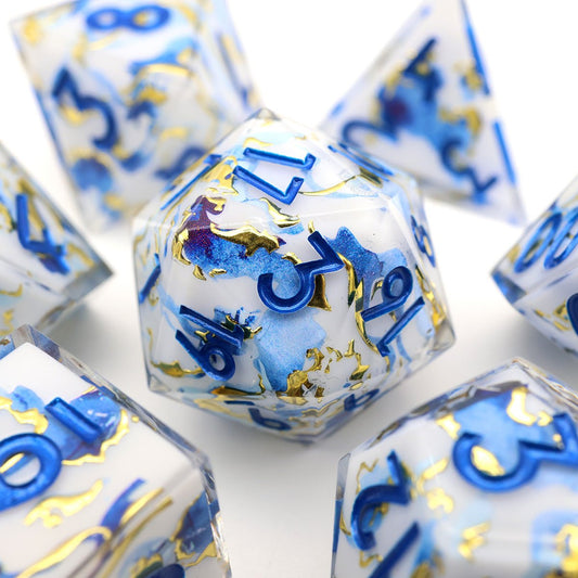 Divine Marble | Art Core Dice | 7 Piece Set - Tabletop Dominion - We Print Miniatures