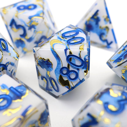 Divine Marble | Art Core Dice | 7 Piece Set - Tabletop Dominion - We Print Miniatures