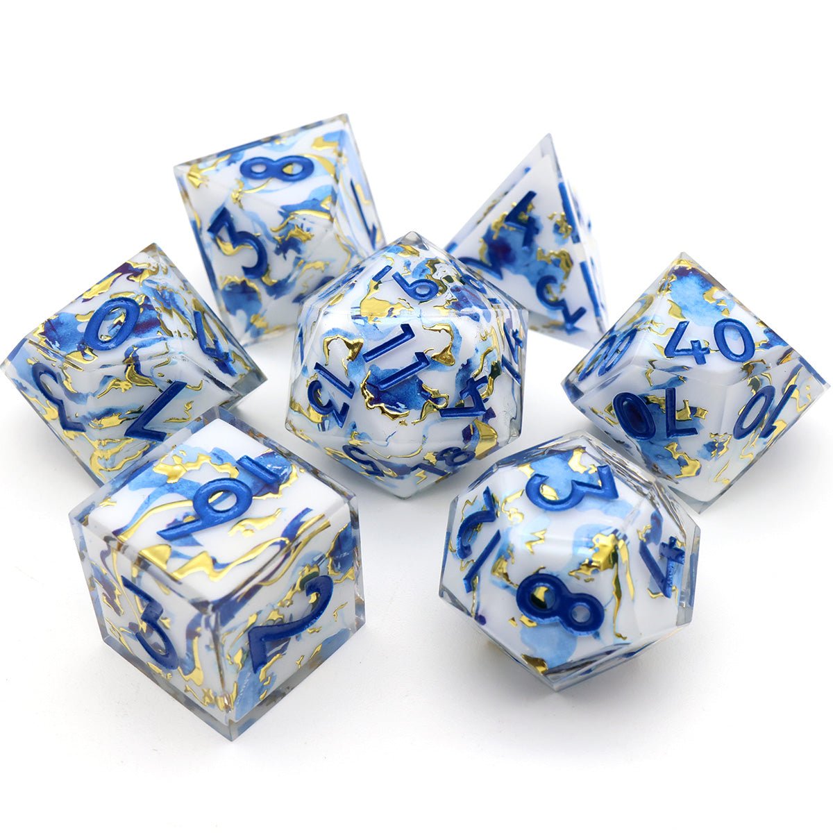 Divine Marble | Art Core Dice | 7 Piece Set - Tabletop Dominion - We Print Miniatures