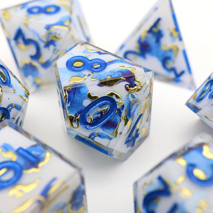 Divine Marble | Art Core Dice | 7 Piece Set - Tabletop Dominion - We Print Miniatures