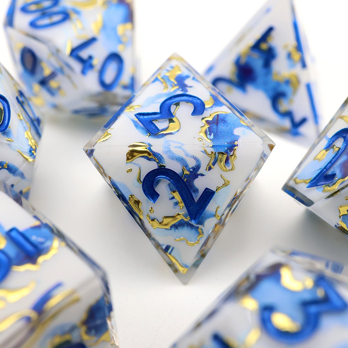 Divine Marble | Art Core Dice | 7 Piece Set - Tabletop Dominion - We Print Miniatures