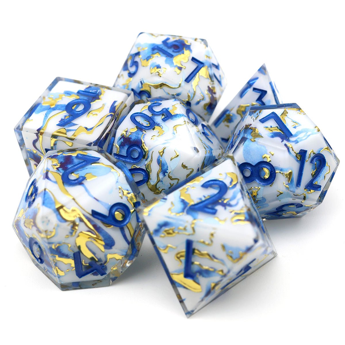 Divine Marble | Art Core Dice | 7 Piece Set - Tabletop Dominion - We Print Miniatures