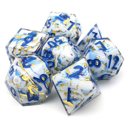 Divine Marble | Art Core Dice | 7 Piece Set - Tabletop Dominion - We Print Miniatures