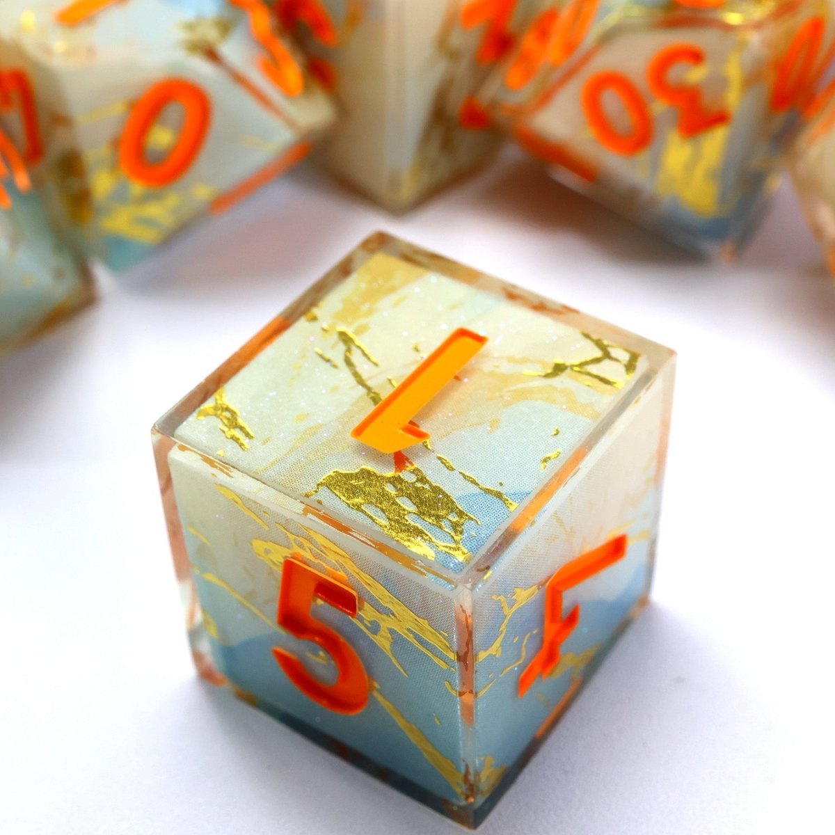 Divine Thunder | Art Core Dice | 7 Piece Set - Tabletop Dominion - We Print Miniatures