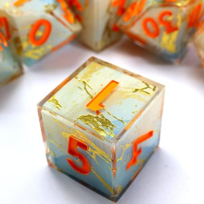 Divine Thunder | Art Core Dice | 7 Piece Set - Tabletop Dominion - We Print Miniatures