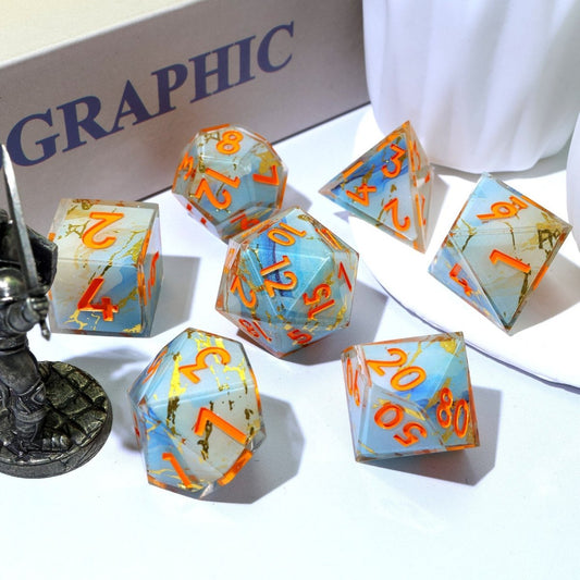 Divine Thunder | Art Core Dice | 7 Piece Set - Tabletop Dominion - We Print Miniatures