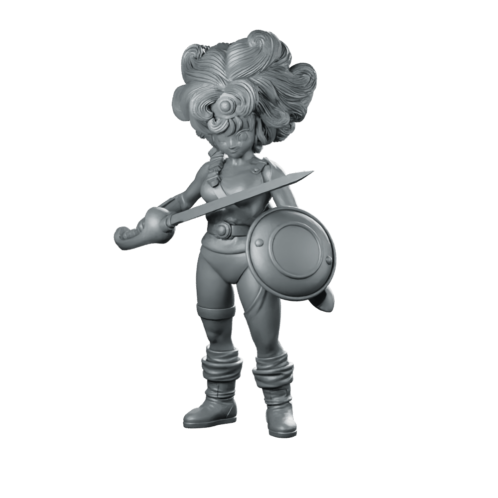 Dq Sofia Product Render Miniature Sword Shield - RN Estudio - We Print Miniatures