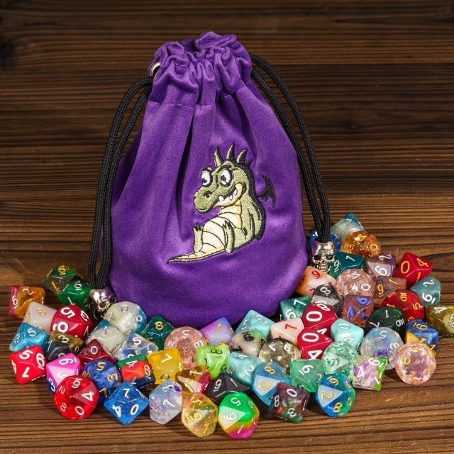 Dracopup | Flannel Drawstring Dice Bag | Purple - Tabletop Dominion - We Print Miniatures