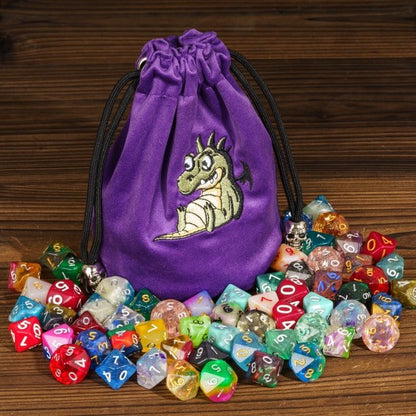 Dracopup | Flannel Drawstring Dice Bag | Purple - Tabletop Dominion - We Print Miniatures