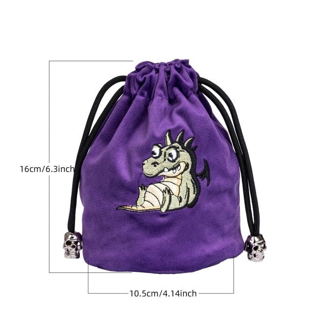Dracopup | Flannel Drawstring Dice Bag | Purple - Tabletop Dominion - We Print Miniatures