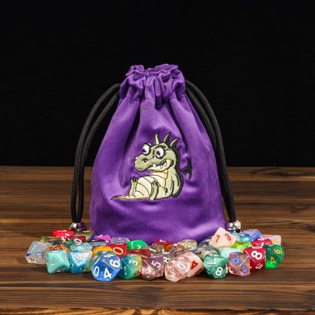 Dracopup | Flannel Drawstring Dice Bag | Purple - Tabletop Dominion - We Print Miniatures