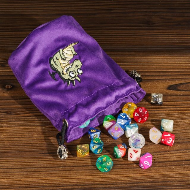 Dracopup | Flannel Drawstring Dice Bag | Purple - Tabletop Dominion - We Print Miniatures