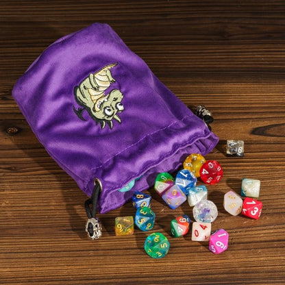 Dracopup | Flannel Drawstring Dice Bag | Purple - Tabletop Dominion - We Print Miniatures