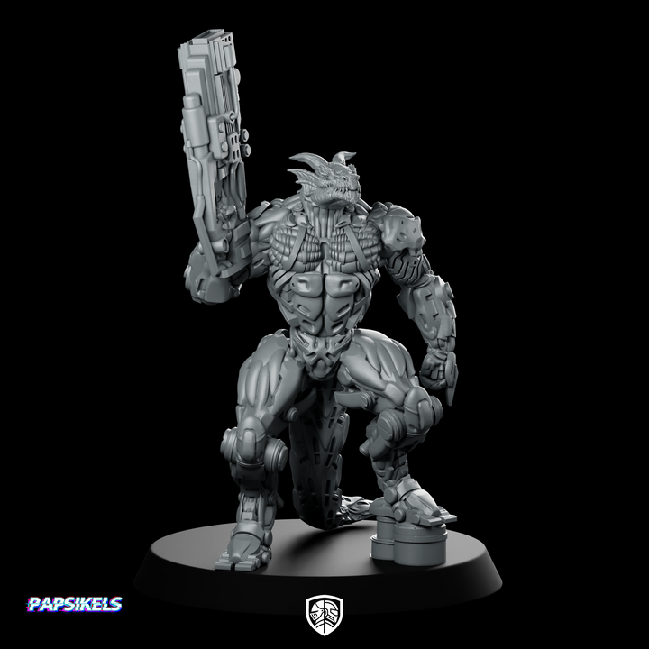 Dragonborn Cyborg Soldier Bruktar The Confident Reptilian