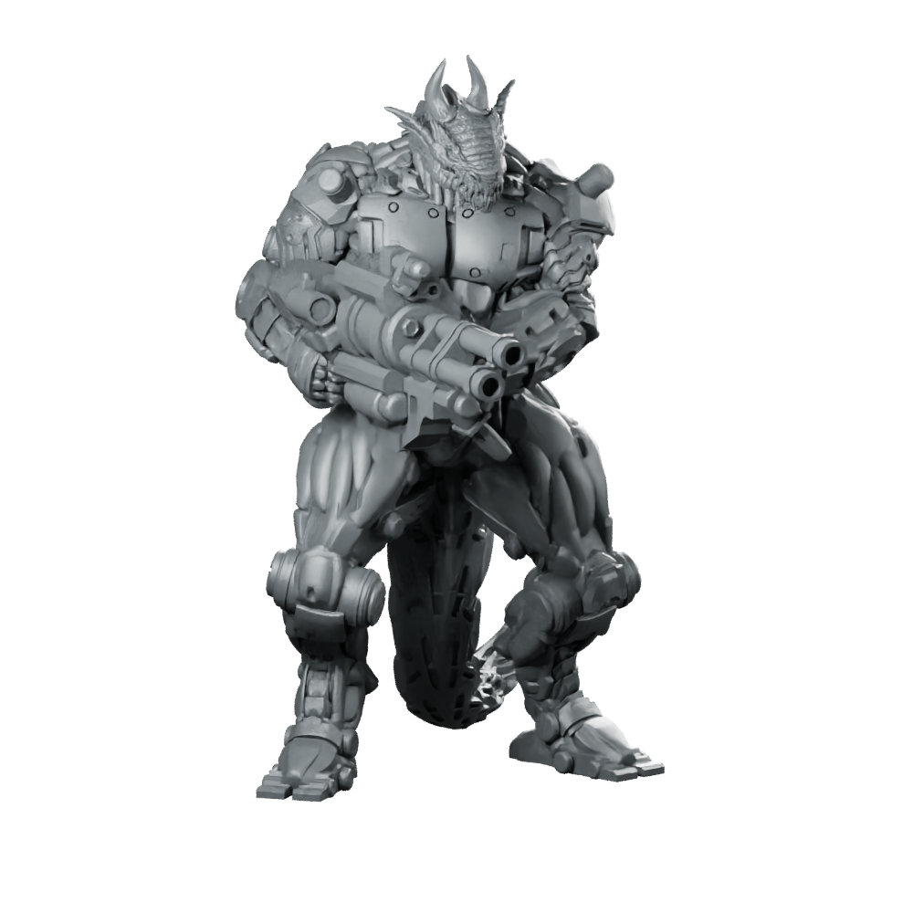 Dragonborn Cyborg Soldier Durokar The Merciless Draconic Miniature 360 Spin 01
