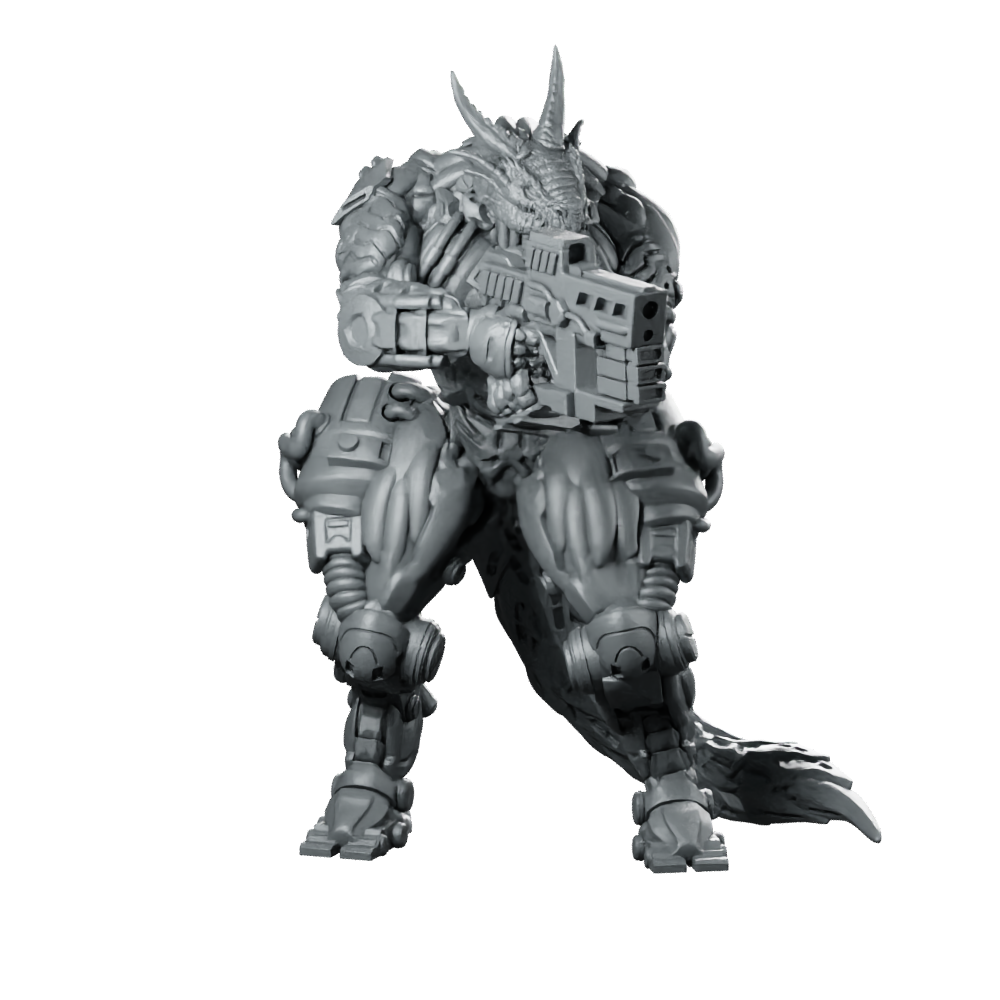 Dragonborn Cyborg Soldier Jukaris The Swift Draconic Miniature 360 Spin 01
