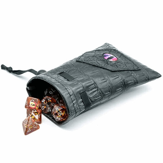 Dragon's Vault | Red/Blue Eye | Vegan Leather Dice Bag - Tabletop Dominion - We Print Miniatures