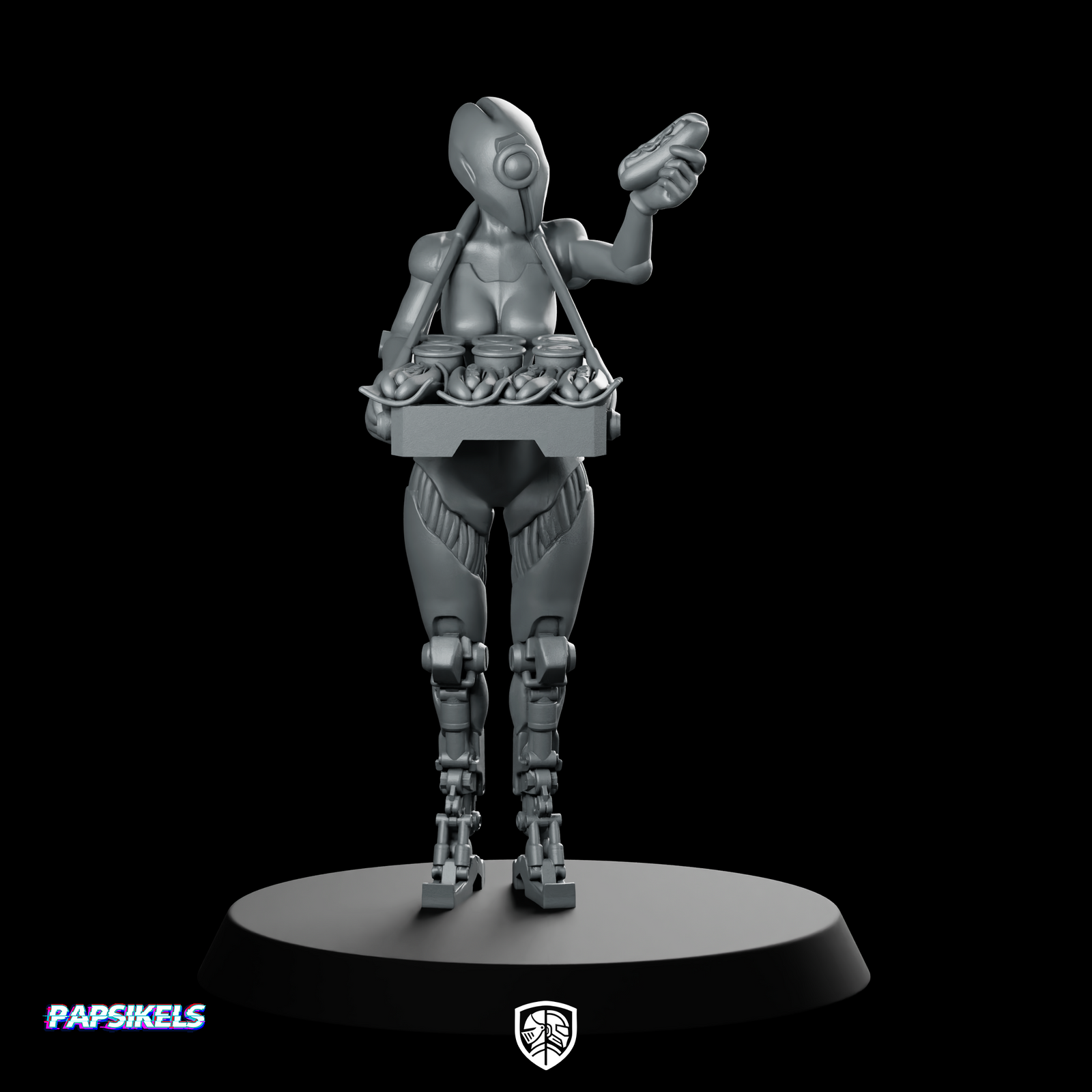 Droid Merchant Cyberpunk Miniature Robot Street Food Vendor