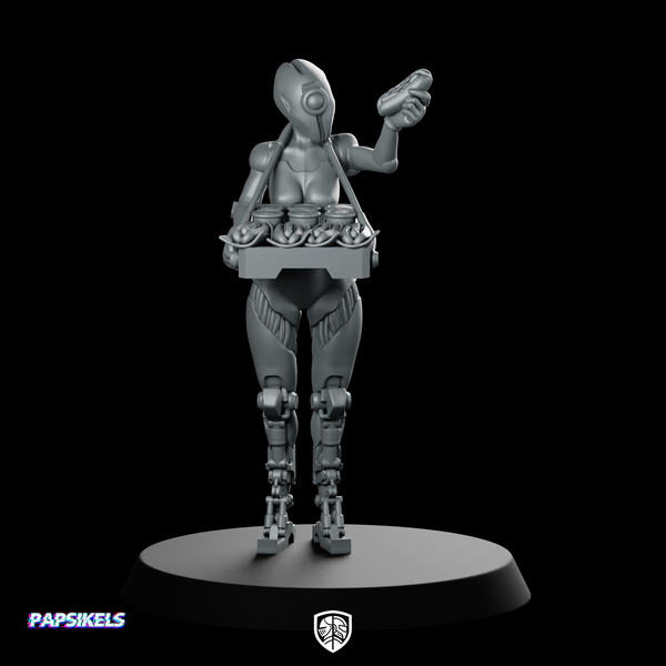 Droid Merchant Cyberpunk Miniature Robot Street Food Vendor