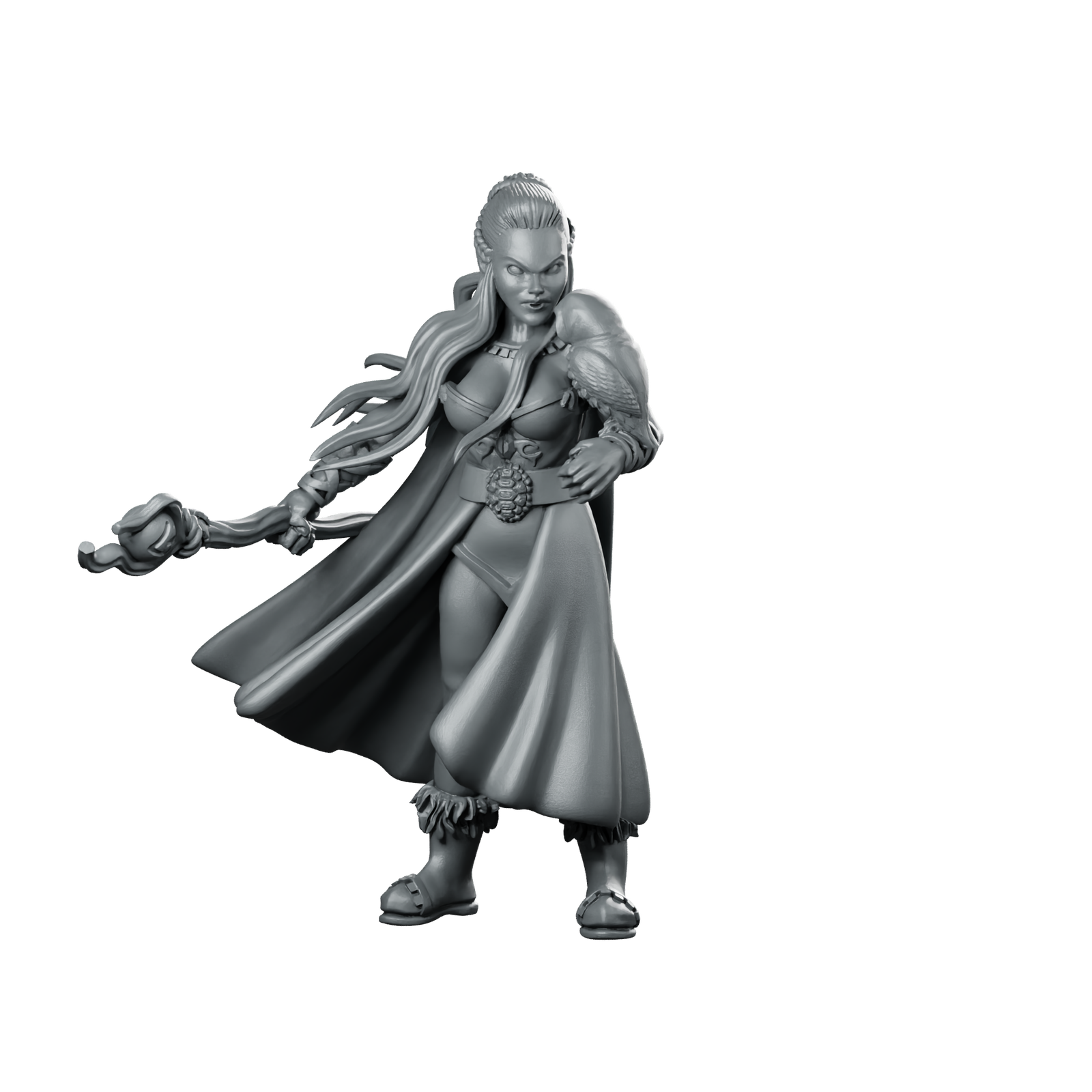 Druid Woman Miniature Female Warrior Rogue Miniature 360 Spin 01