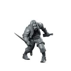 Drunk Merc Fantasy Miniature Swordsman Flask RPG Miniature 360 Spin 01