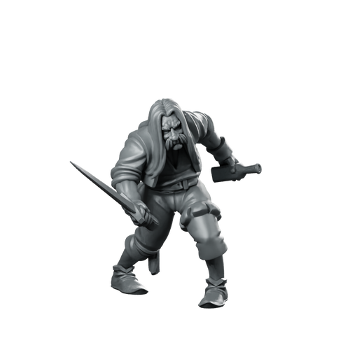Drunk Merc Fantasy Miniature Swordsman Flask RPG Miniature 360 Spin 01