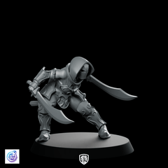 Dual Blade Stance Miniature Hooded Dual - Wield Rogue - CastNPlay - We Print Miniatures