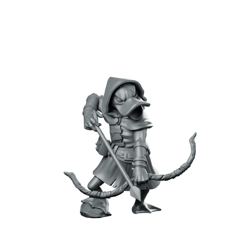 Duckgolk Scout Miniature Hooded Archer Duckfolk Ranger - CastNPlay - We Print Miniatures