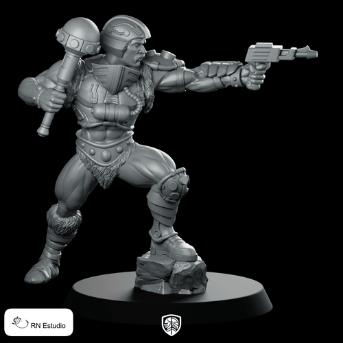 Dun - Ken 80's Hero Miniature Dual - Wielding Raygun - RN Estudio - We Print Miniatures