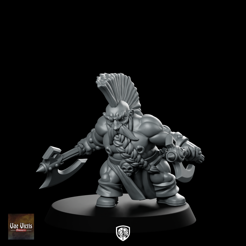 Dwarf Berserker Fantasy Miniature Dual-Axe Warrior Fighter