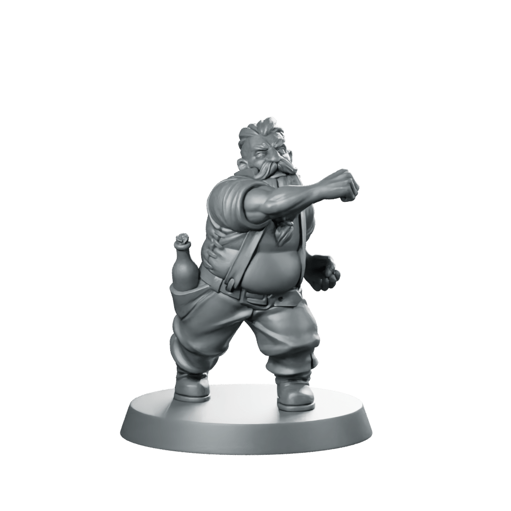 Dwarf Brawler Miniature Unarmed Fighter Tavern Bruiser - Vae Victis - We Print Miniatures