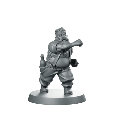 Dwarf Brawler Miniature Unarmed Fighter Tavern Bruiser - Vae Victis - We Print Miniatures