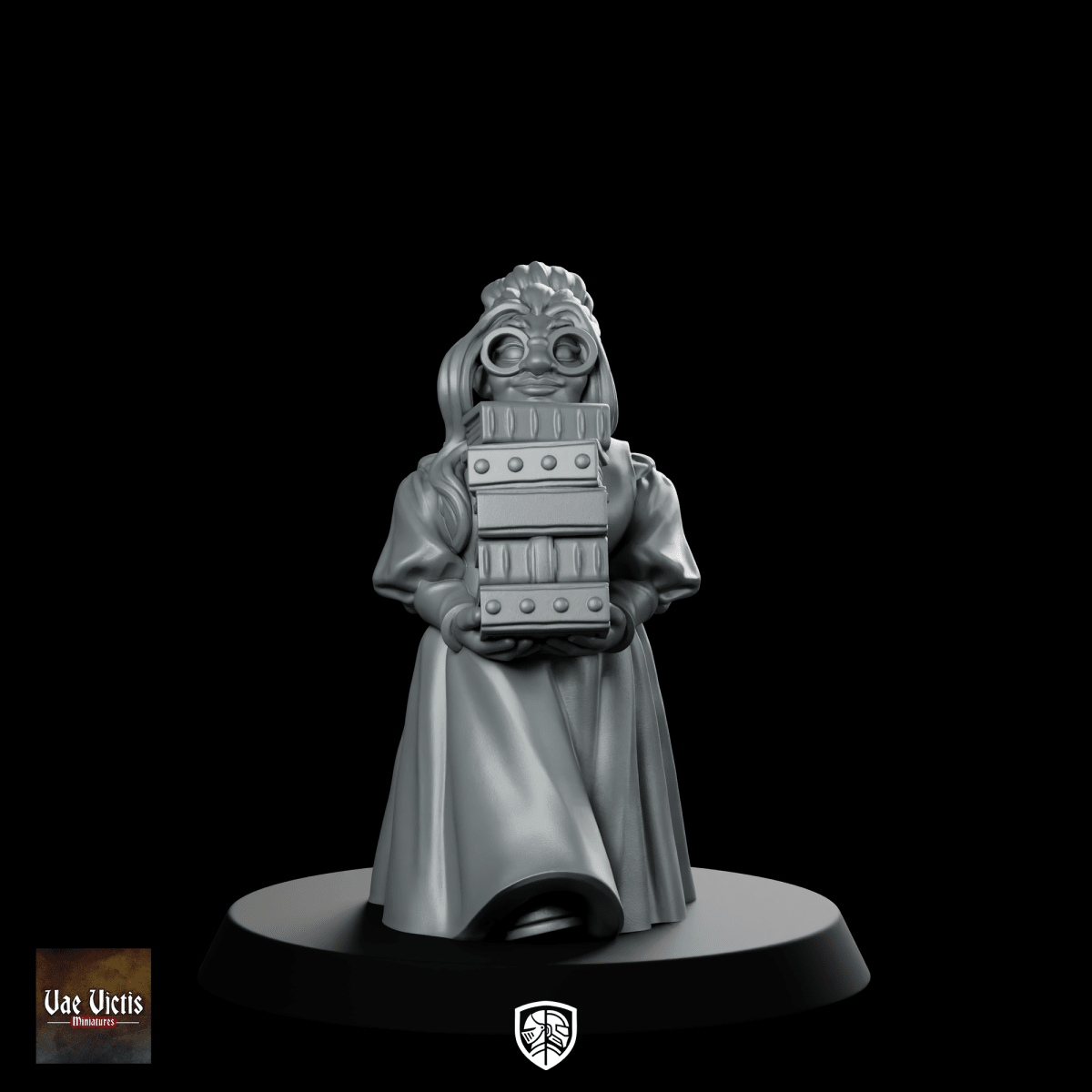 Dwarf Librarian Miniature Scholarly Bookish NPC Fantasy - Vae Victis - We Print Miniatures