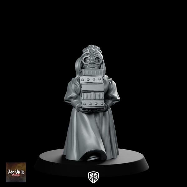 Dwarf Librarian Miniature Scholarly Bookish NPC Fantasy