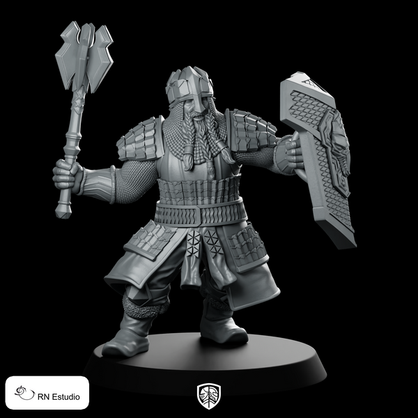 Dwarf Mace Miniature Armored Shield Warrior Fighter