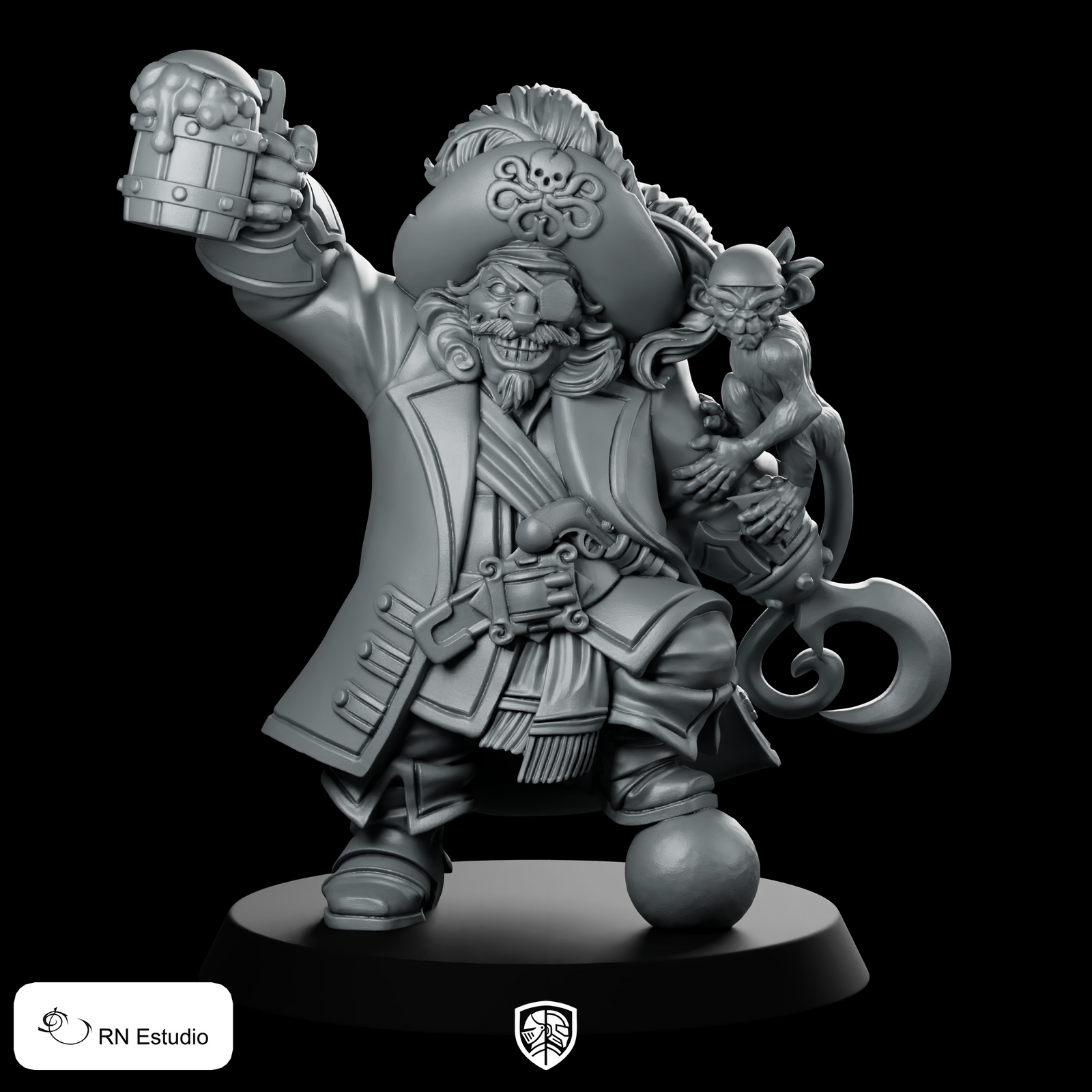 Dwarf Madolff Pirate Miniature One-Eyed Buccaneer Ale