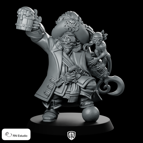 Dwarf Madolff Pirate Miniature One-Eyed Buccaneer Ale