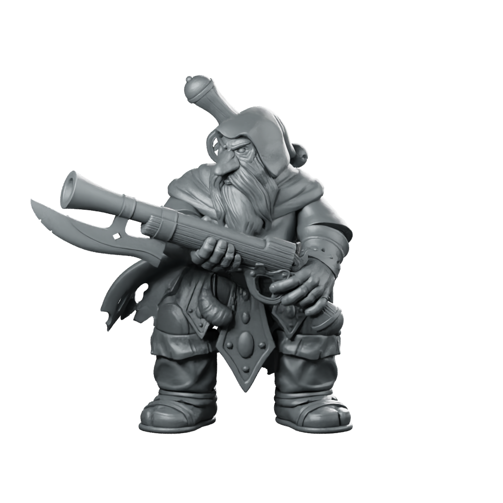 Dwarf Sniper Miniature Dwarf Buccaneer Gunner Miniature 360 Spin 01