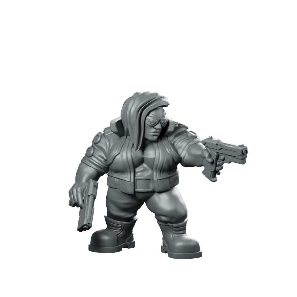 Dwarf Street Mercenary Female D Fixed Cyber Miniature 360 Spin 01