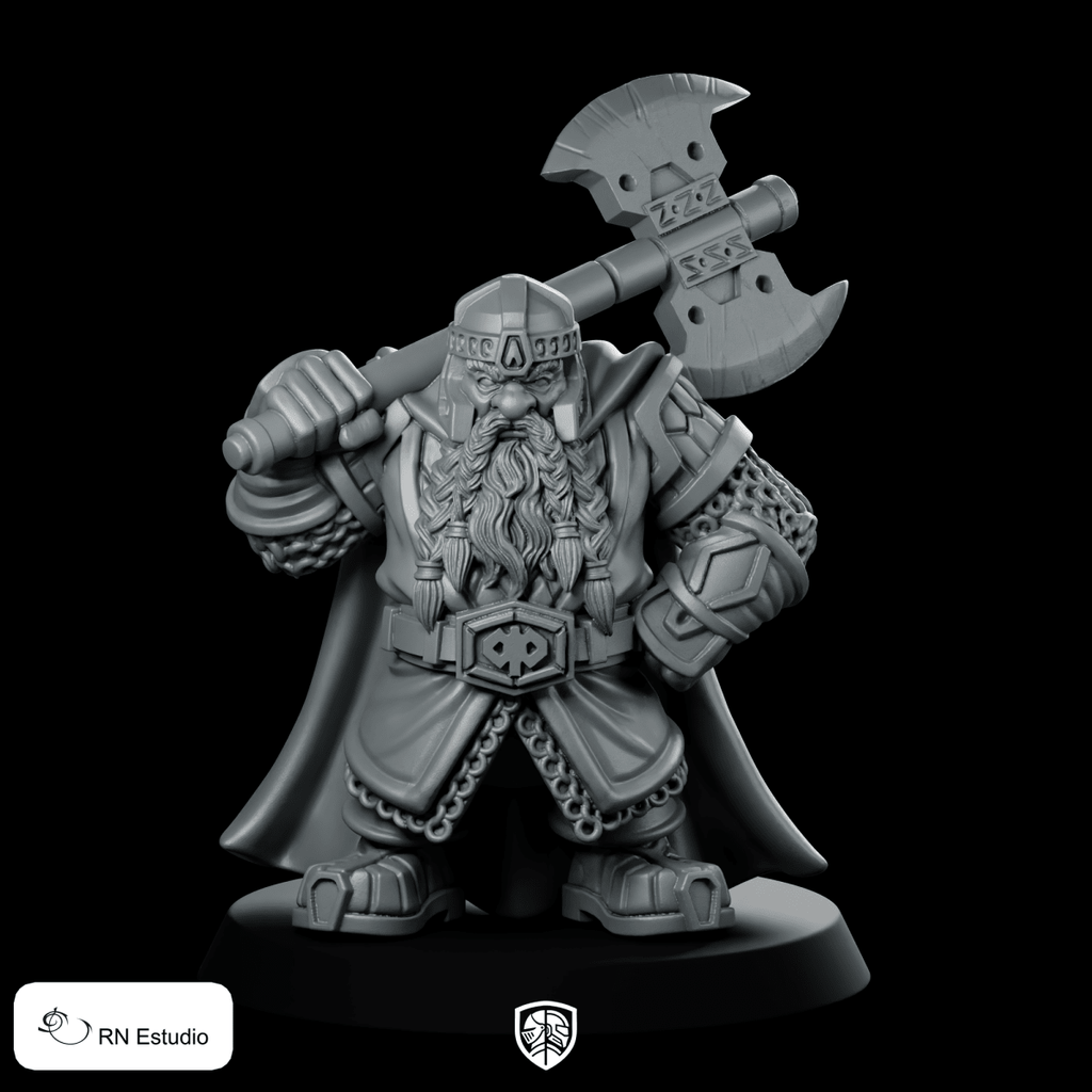 Dwarf Uddir LOTR Thunderaxe Miniature Norse Hero - RN Estudio - We Print Miniatures