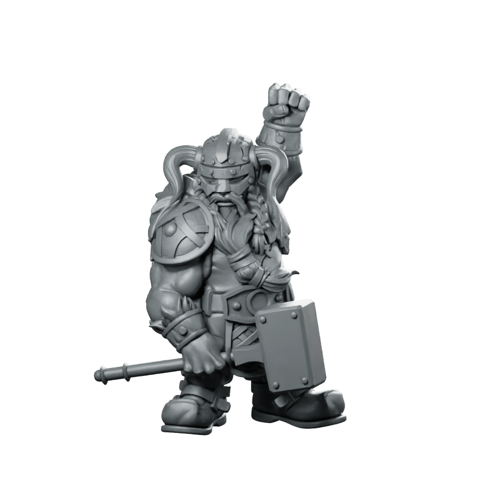 Dwarf Viking Miniature Hammer Shield Warrior Hero - CastNPlay - We Print Miniatures
