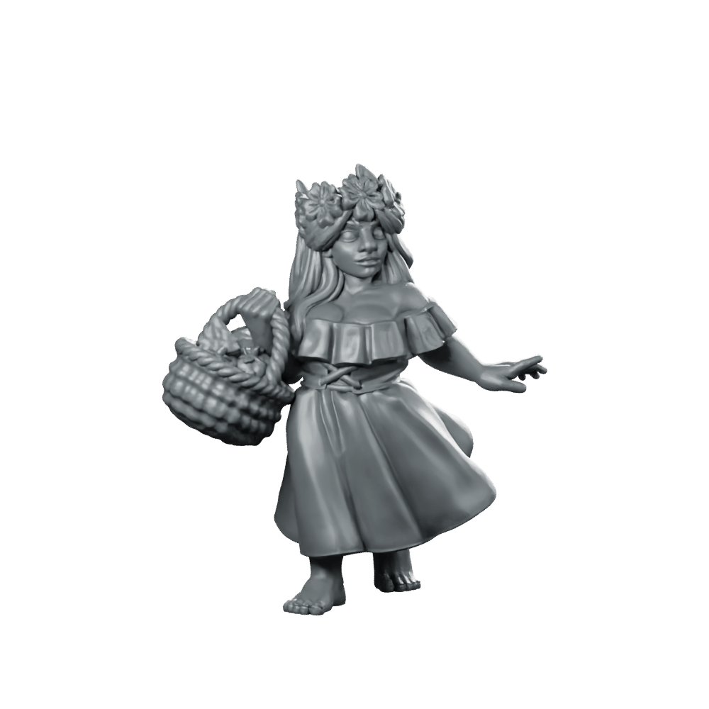 Dwarf Young Lady With Basket Miniature Narrative RPG - Vae Victis - We Print Miniatures