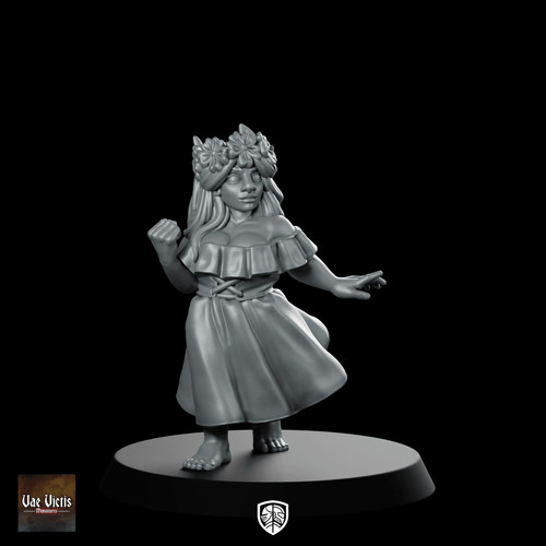 Dwarf Young Lady Miniature Flower Crown Adventurer NPC - Vae Victis - We Print Miniatures