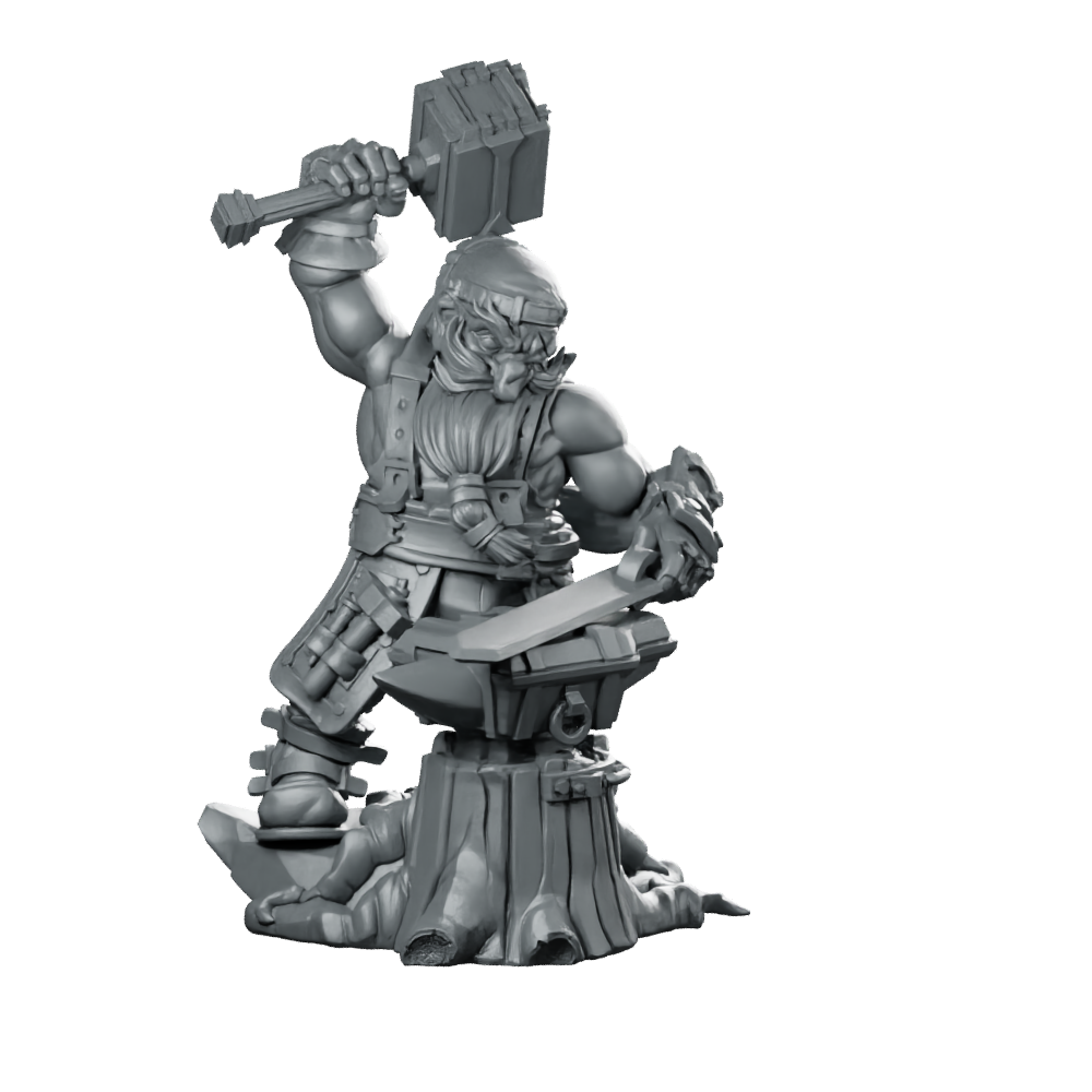 Dwarven Blacksmith Rill Miniature Forge Hammer Anvil Miniature 360 Spin 01