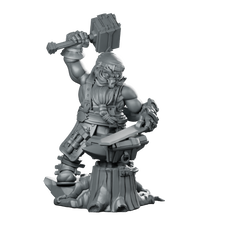 Dwarven Blacksmith Rill Miniature Forge Hammer Anvil Miniature 360 Spin 01