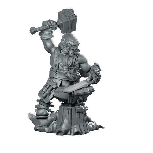 Dwarven Blacksmith Rill Miniature Forge Hammer Anvil Miniature 360 Spin 01